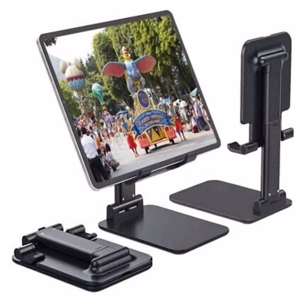 Ventryn Adjustable Height Folding Phone Stand for iPhone and iPad, Black – 5