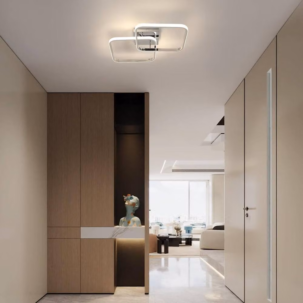 Goeco Modern Square LED Ceiling Light, 42W, 4500K, Silver, W/D/H: 64 x 64 x 10 cm – 2
