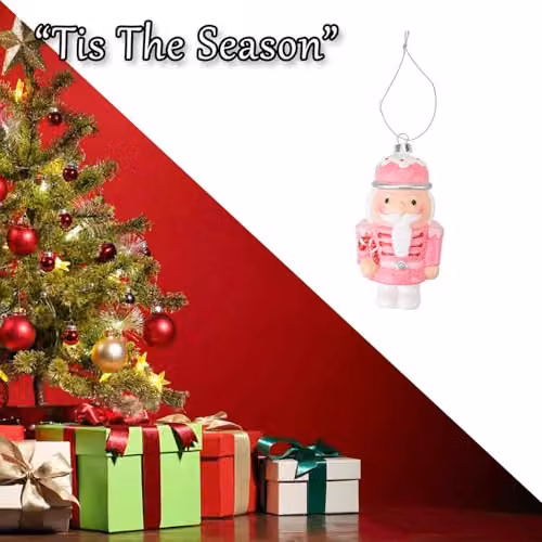 VFM e-Store Pink Nutcracker Soldier Christmas Tree Ornament, H 22 cm x W 7 cm x D 5 cm – 6