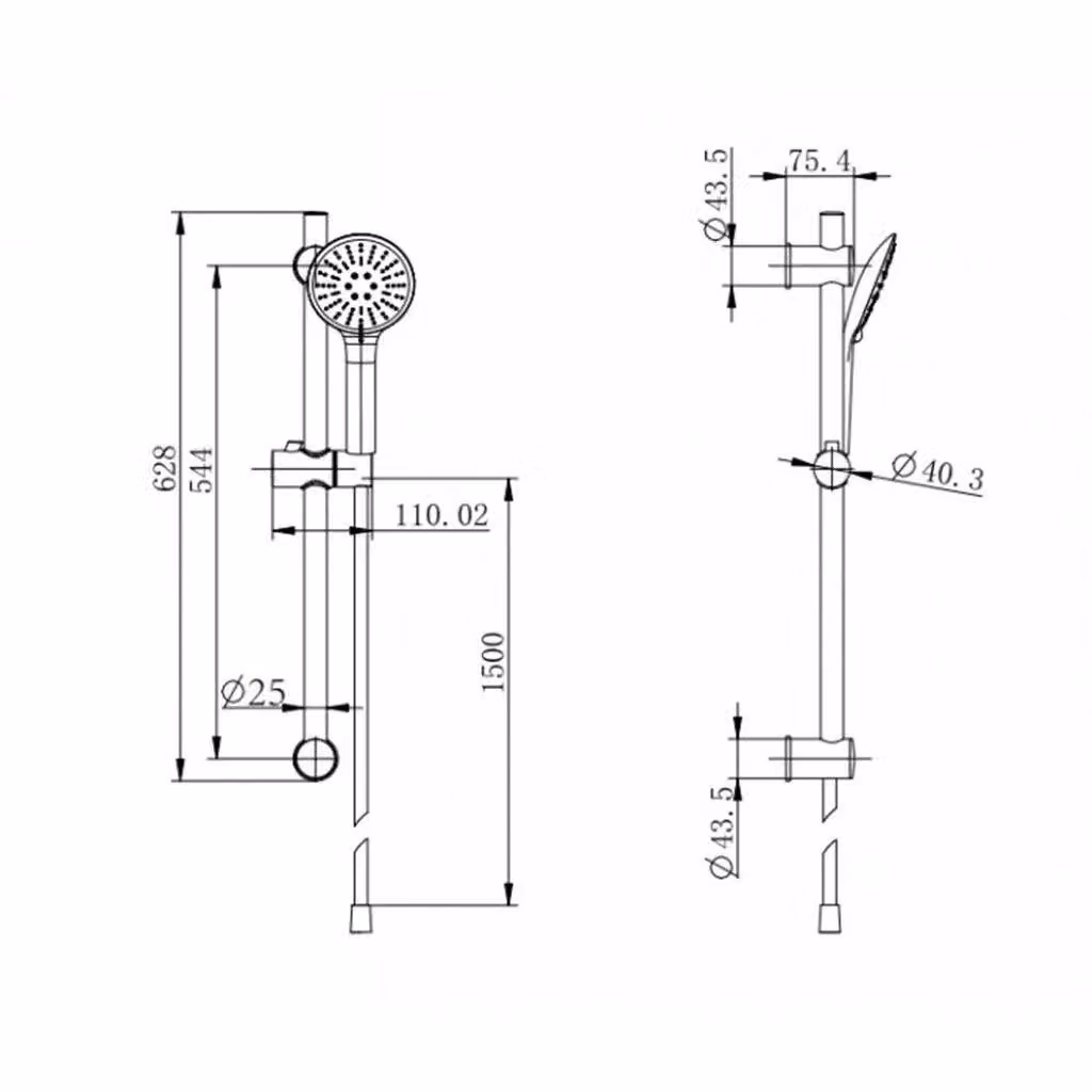 Clifton Round Shower Slide Rail Kit in Black with Shower Head, Hose and Fixings – 2
