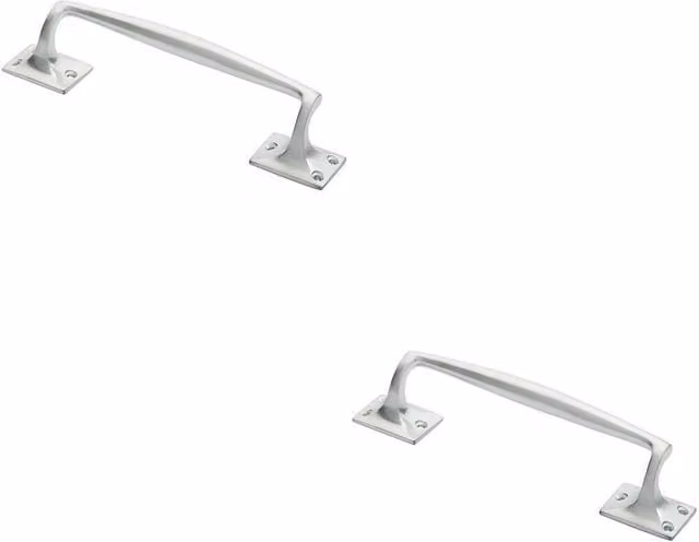 Loops 2x One Piece Door Pull Handles in Satin Chrome, Length: 250 mm, Projection: 54 mm