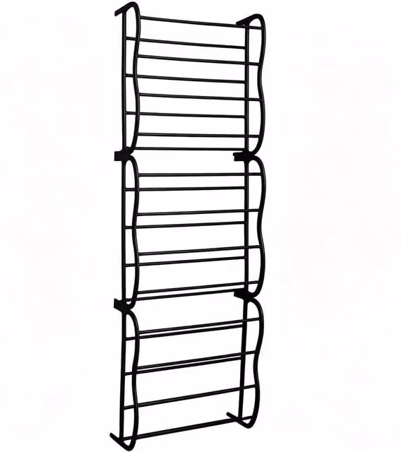 Ventryn 12 Tier Over Door Hanging Shoe Rack Storage Stand, Black, H 180.0 x W 57.0 x D 19.0 cm