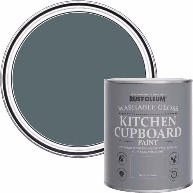 Rust-Oleum Kitchen Cupboard Paint in Gloss Finish, Deep Sea Blue-Green, 0.75 l