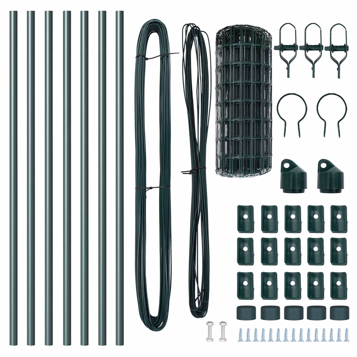 Berkfield Home Euro Fence with 7 Posts, Galvanised Steel, Green and Silver, H: 0.4 m x W: 10 m – 4
