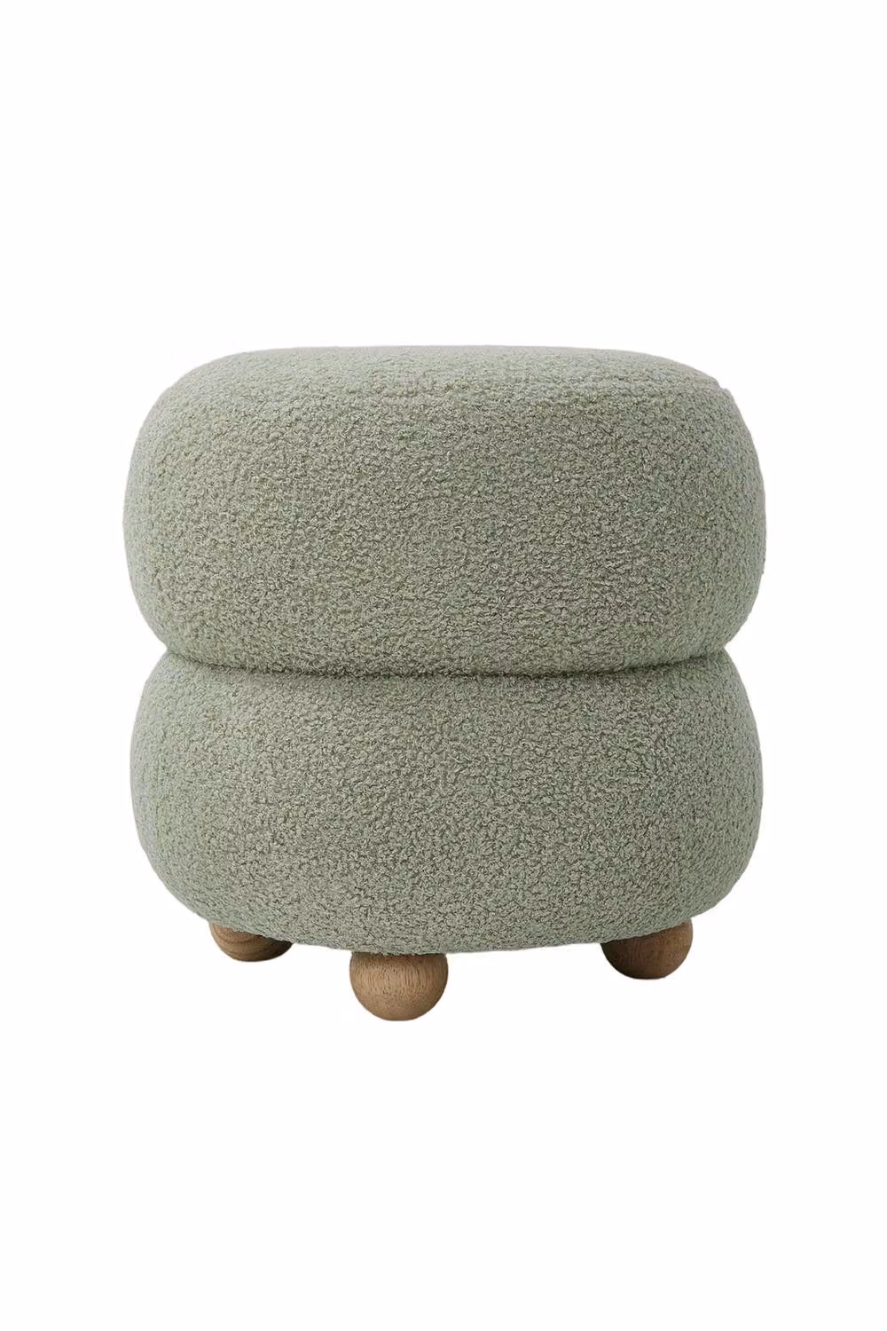 Garden Sanctuary Round Teddy Fleece Upholstered Footstool in Green – 2