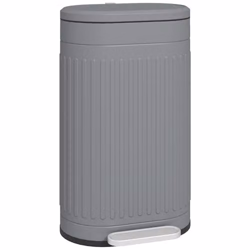 HOMCOM 30L Metal Pedal Bin with Soft-close Lid and Removable Inner Bucket, Grey, W: 31.2 cm, D: 31.2 cm, H: 30.0 cm – 1