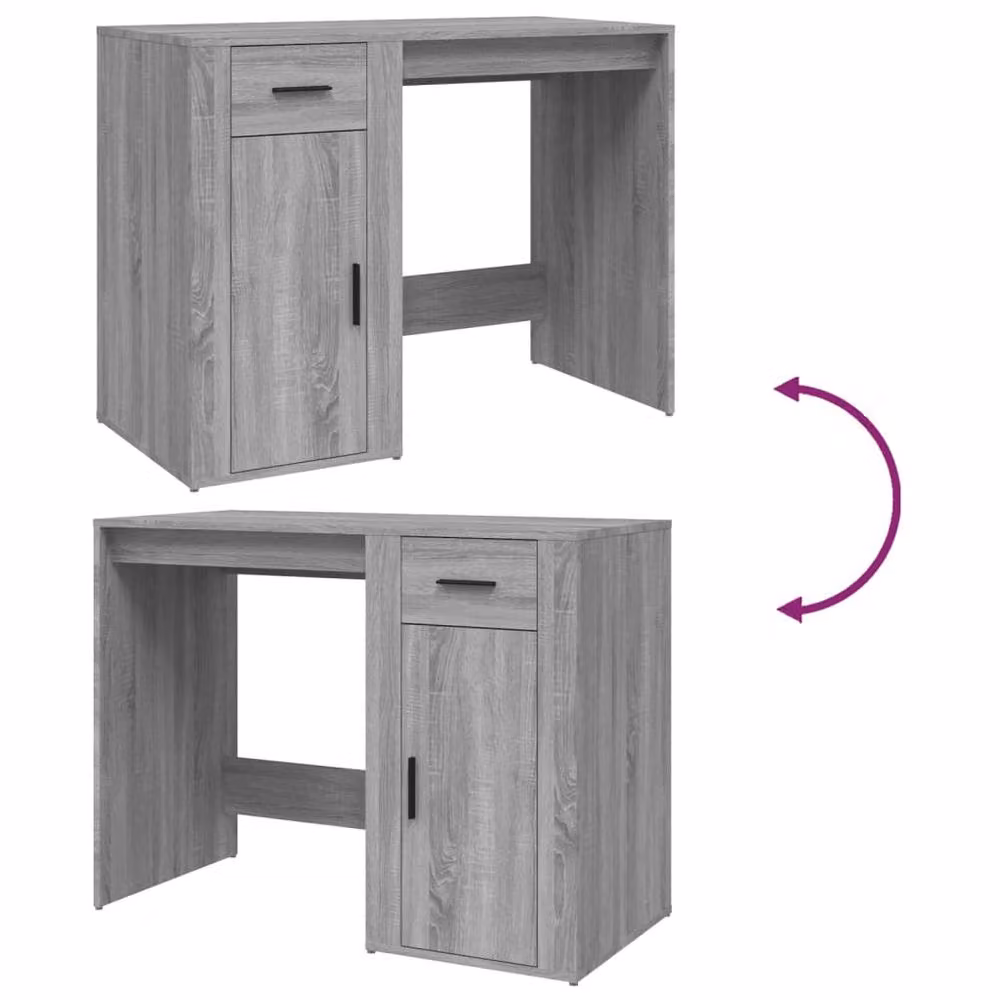 Berkfield Home Modern Computer Desk in Grey Sonoma, W/D/H: 100 x 49 x 75 cm – 6