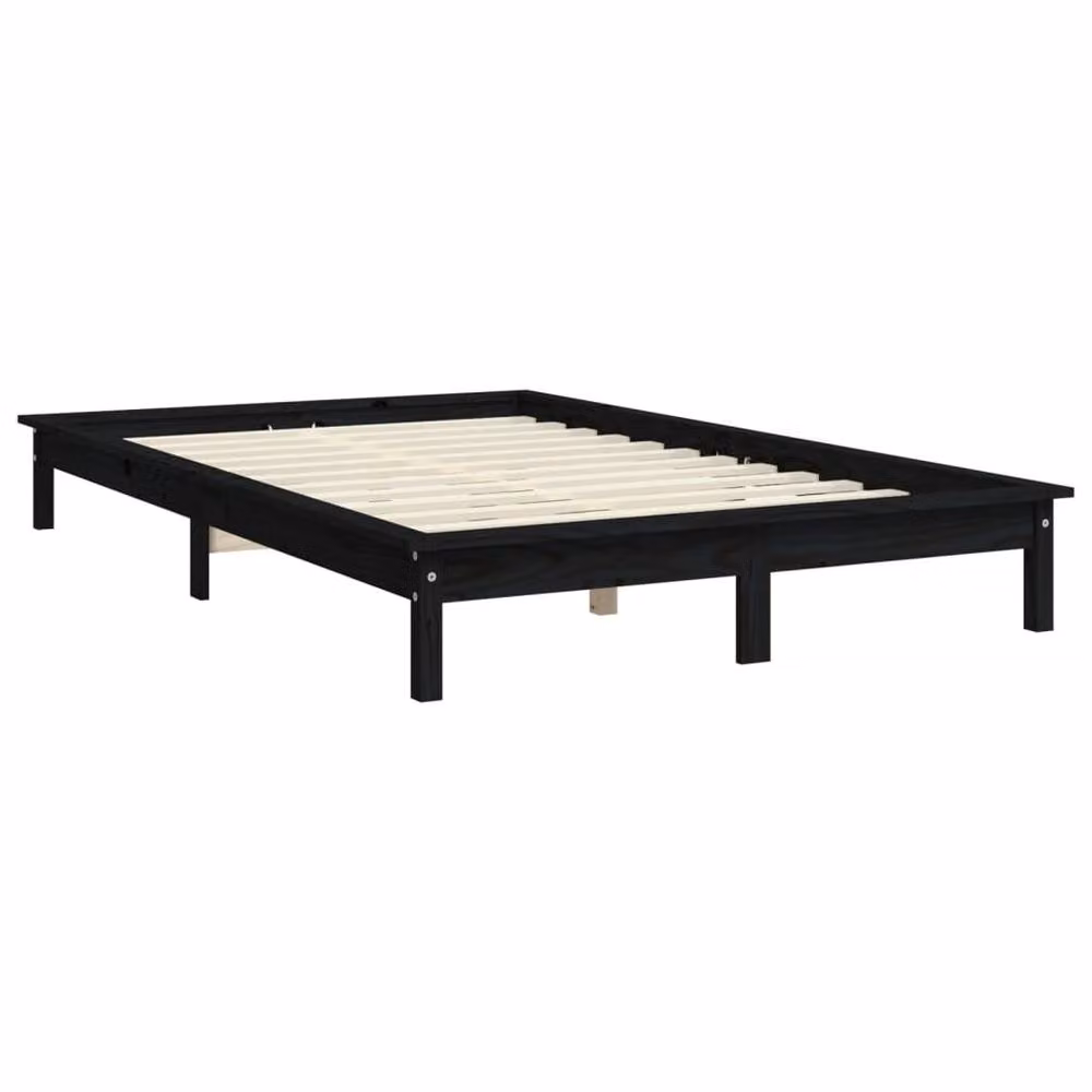Berkfield Home Black Solid Wood Pine Bed Frame, W: 150 cm, L: 200 cm – 2