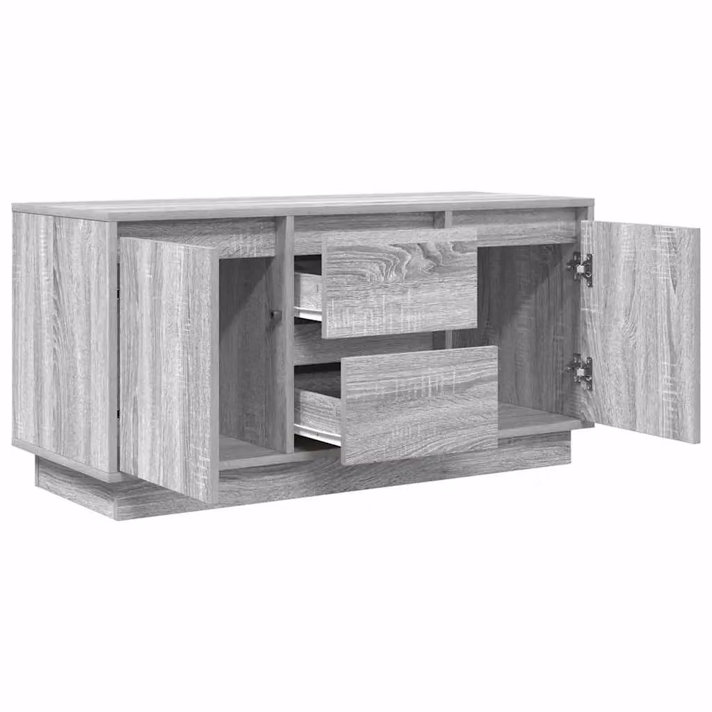 Berkfield Home Modern TV Cabinet with Integrated LED Lights in Grey Sonoma, W/D/H: 100 x 41 x 50 cm – 4