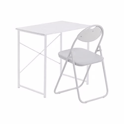 Harbour Housewares Modern White Wood and Metal Desk and Chair Set for Home Office – 1