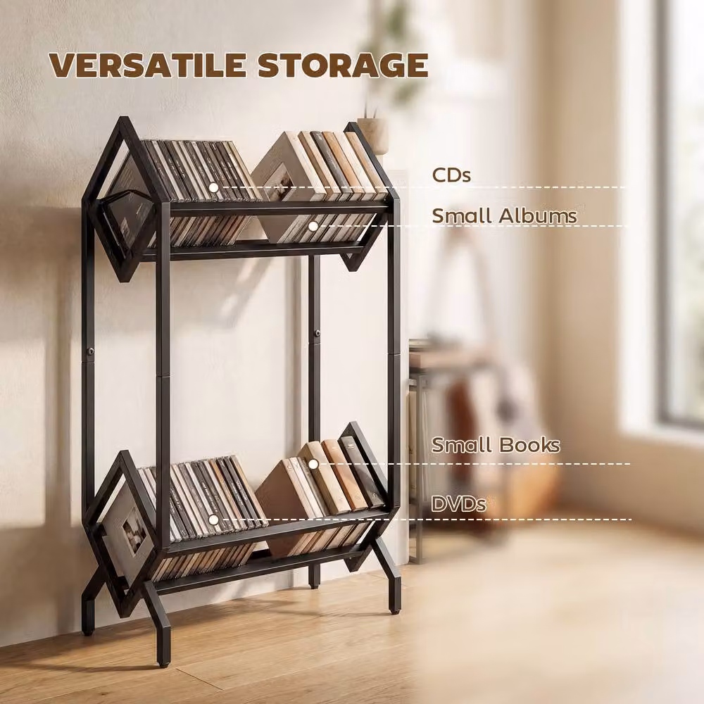 STILVORA Black Metal CD Storage Rack – 5