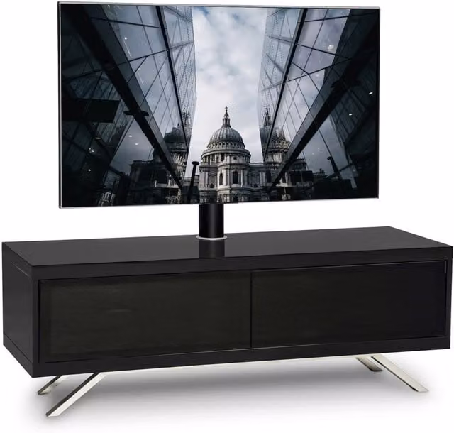 MDA Designs Tucana 1200 TV Cabinet in Black with Glass, W/D/H: 120 x 40 x 42 cm