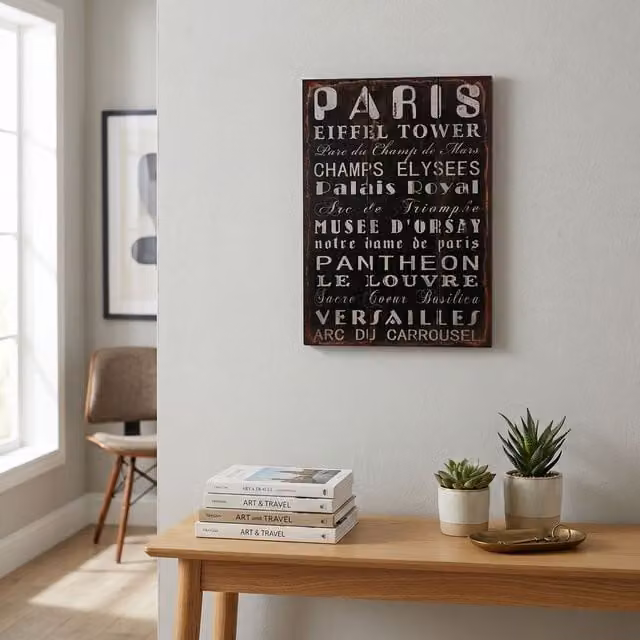 Premier Housewares Orsina Paris Vintage Typography Wall Plaque, Multicolour Rectangular Canvas Decor – 2