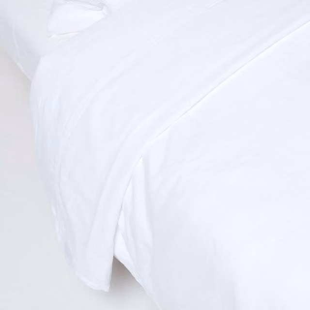 Homescapes White Linen and Cotton Flat Sheet, W: 200 cm x D: 200 cm