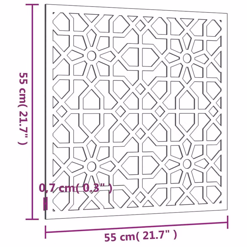 Berkfield Brown Corten Steel Moorish Geometric Garden Wall Decoration, W: 55 cm, H: 55 cm – 6