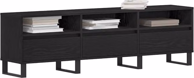 Berkfield Home Modern TV Cabinet in Black Oak, W: 150 cm, D: 44.5 cm, H: 44.5 cm – 1