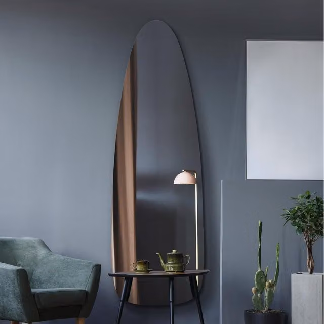 MirrorOutlet Lacuna Frameless Organic Wall Mirror in Silver or Black, Height: 180 cm