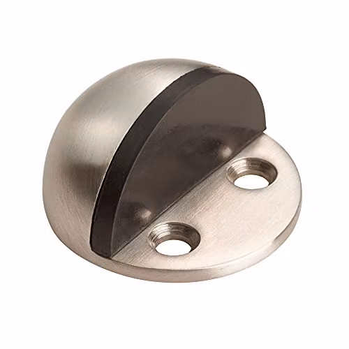 Loops Small Floor Mounted Half Moon Doorstop in Brushed Silver Stainless Steel, 44mm Diameter – 2
