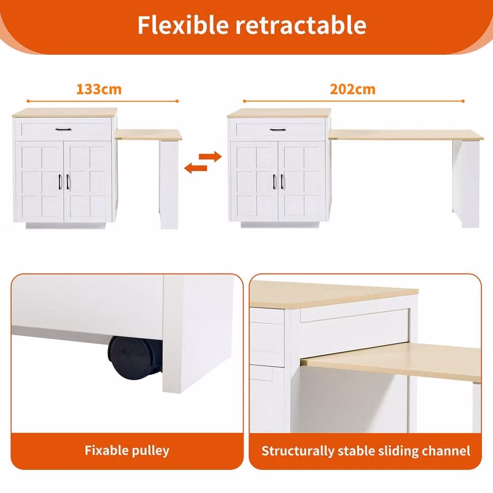 Matteo White Extendable Bar Table with Storage and Castors for 2 to 6 People – 2