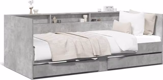 Berkfield Home Daybed with Drawers in Concrete Grey, W/D/H: 100 x 200 cm – 1