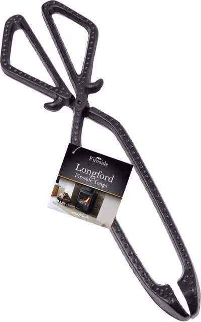 JVL Longford Fireside Tongs in Black for Fireplaces and Log Burners – 1