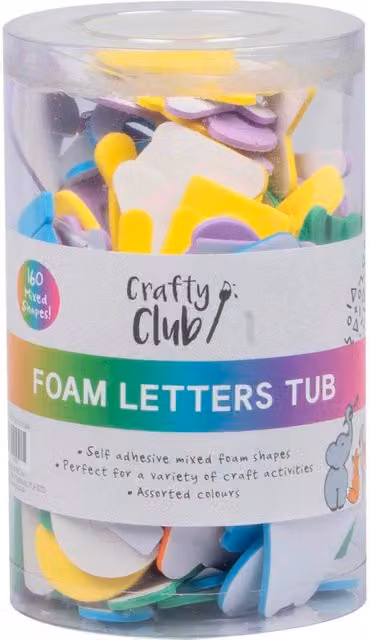 Crafty Club Pack of 160 Multicolour Self Adhesive Foam Letter Stickers