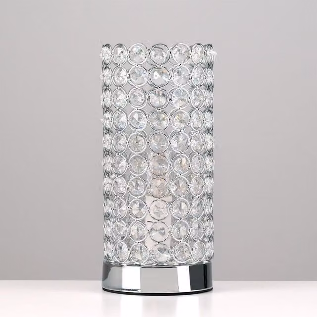 ValueLights MiniSun Modern Polished Chrome and Clear Acrylic Cylinder Touch Dimmable Table Lamp – 1