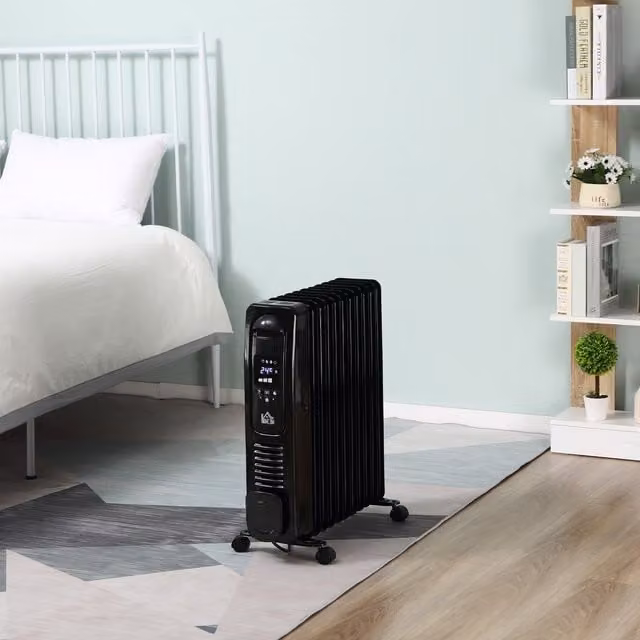 HOMCOM 2500W Digital Freestanding Oil Filled Radiator - Black