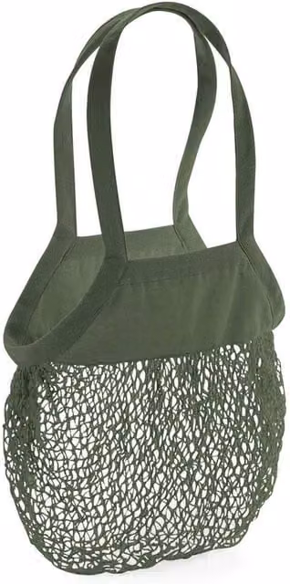 Westford Mill Cotton Mesh Grocery Bag in Green, W/D/H: 41.0 x 38.0 x 10.0 cm