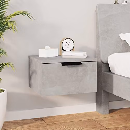 vidaXL Wall-mounted Bedside Cabinet, Grey, W: 34 cm, D: 30 cm, H: 20 cm – 2