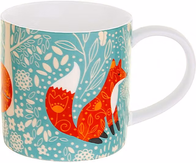 Ulster Weavers Foraging Fox Bone China Mug in Blue and Orange