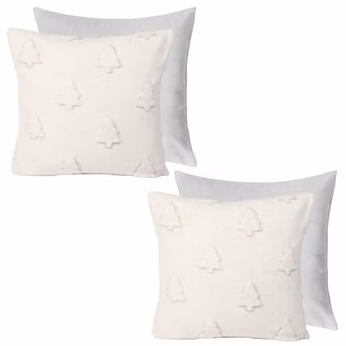 OHS 2 Pack Tufted Winter Tree Sherpa Cushion Covers, Cream, W/D/H: 45 x 45 x 45 cm