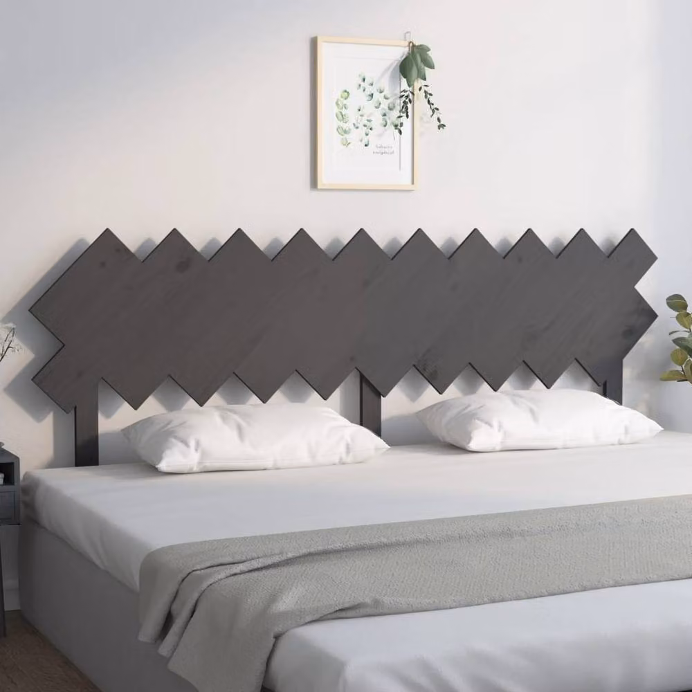 Berkfield Home Grey Rustic Solid Pine Bed Headboard W: 196 cm, D: 3 cm, H: 80.5 cm – 2