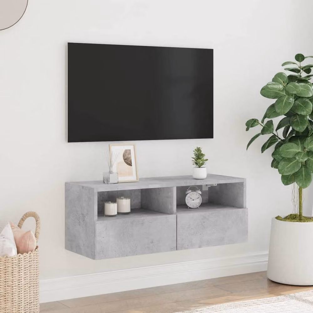 Berkfield Home Wall Mounted TV Cabinet in Concrete Grey, W: 80 cm, D: 30 cm, H: 30 cm – 3