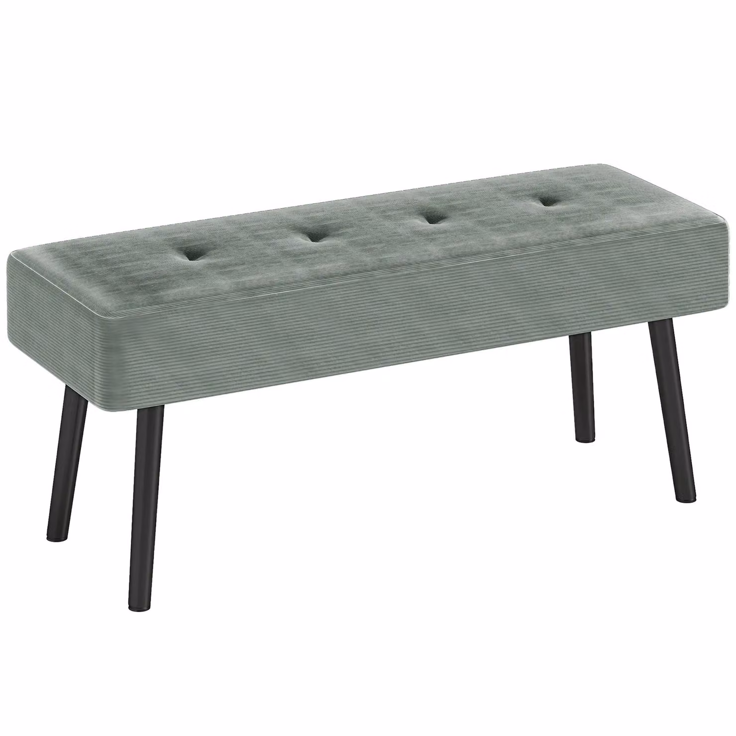 HOMCOM Corduroy End of Bed Bench in Green with Metal Legs – 2