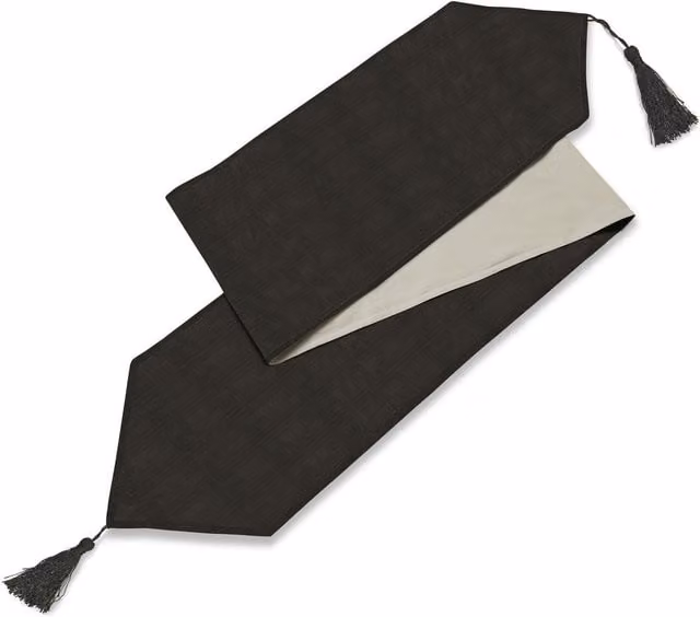 Luxury Living Black Faux Linen Fully Lined Table Runner