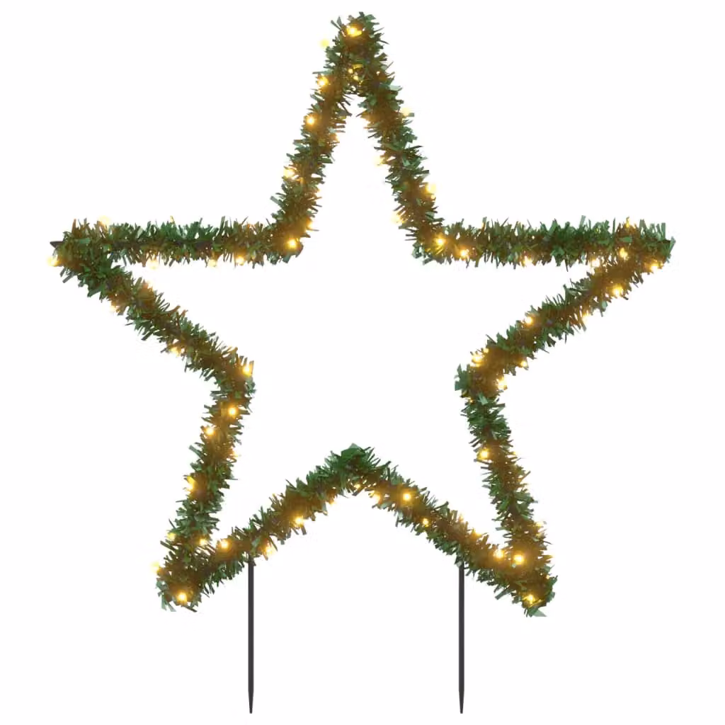 Berkfield Home Star Christmas Light Decoration with Spikes, 80 LEDs, Green, Height: 60 cm – 2