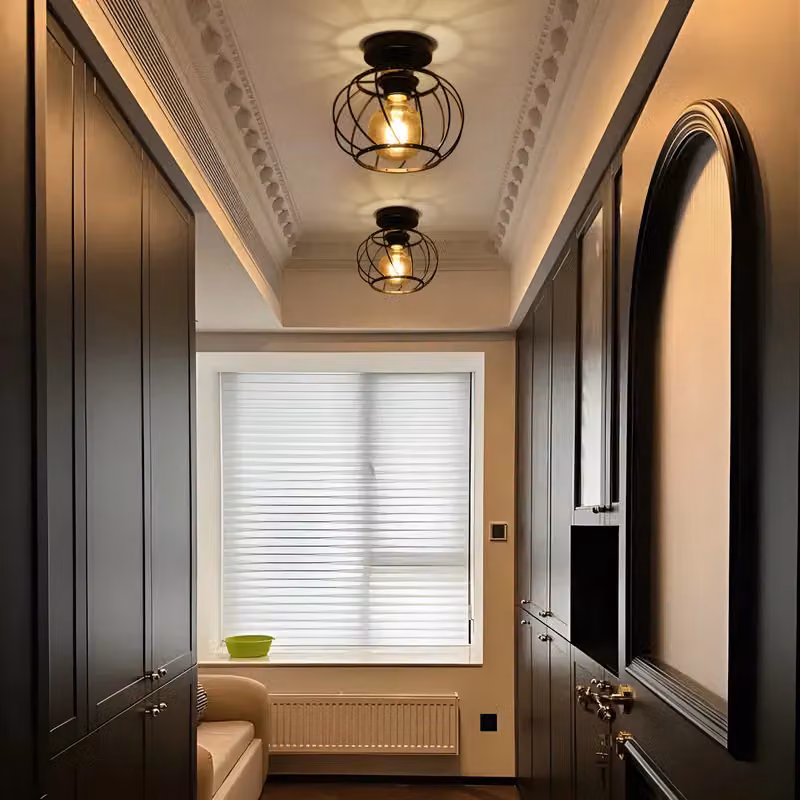 COMELY Industrial Black Metal Semi Flush Ceiling Light with E27 Socket – 3