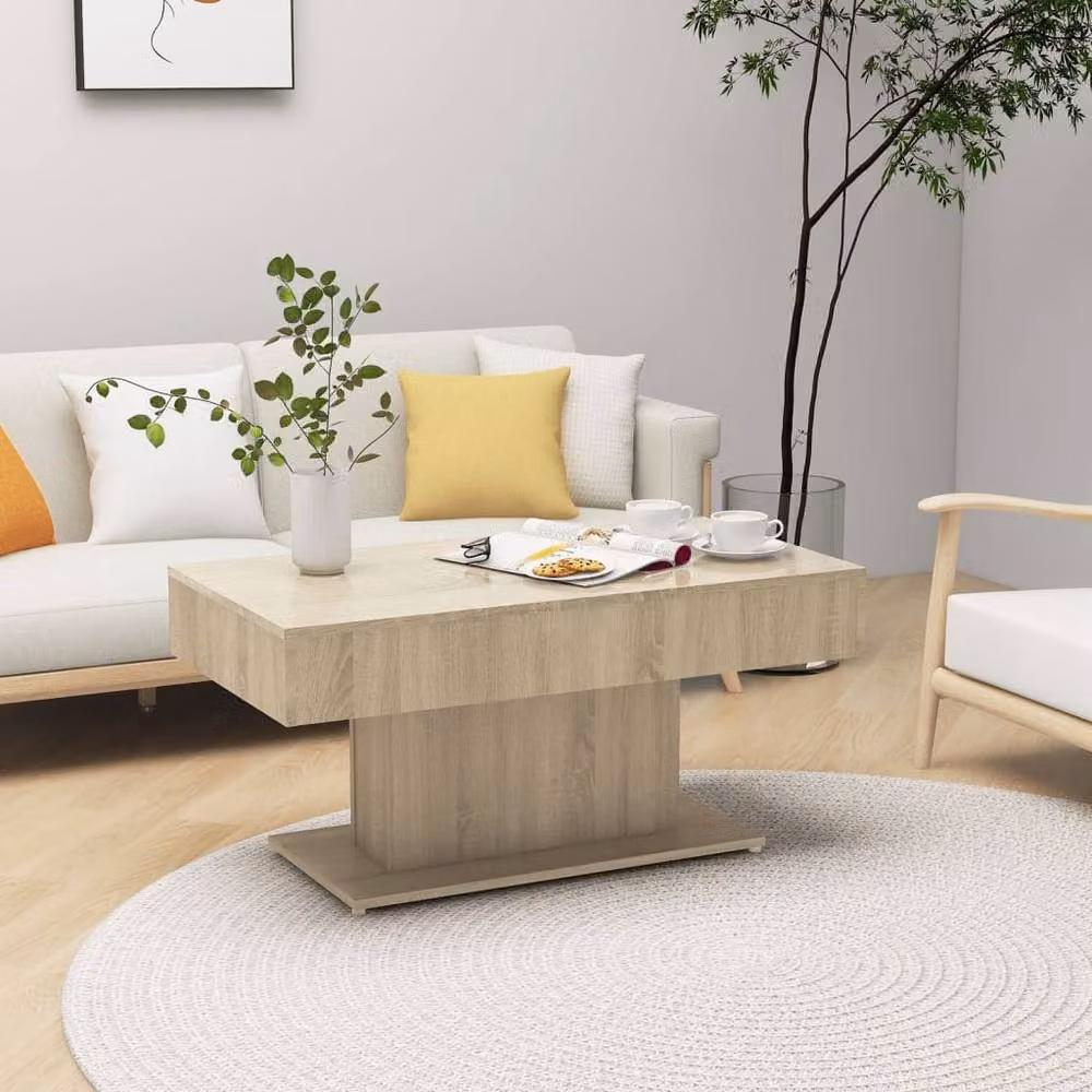 Berkfield Home Sonoma Oak Coffee Table in Light Brown, W/D/H: 96 x 50 x 45 cm – 2