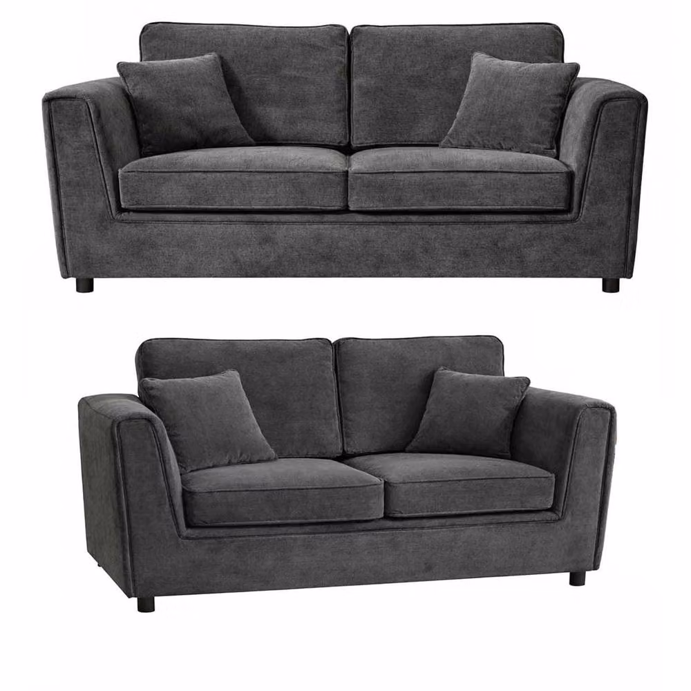 Furnishings For Less UK Ascot 3 + 2 Seater Sofa Set in Charcoal Chenille Fabric – 2