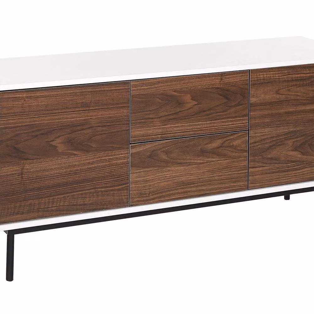 Wyld and Coco Modern 2-Door Sideboard in Dark Brown with White Drawers, W: 120 cm, D: 38 cm, H: 55 cm – 2