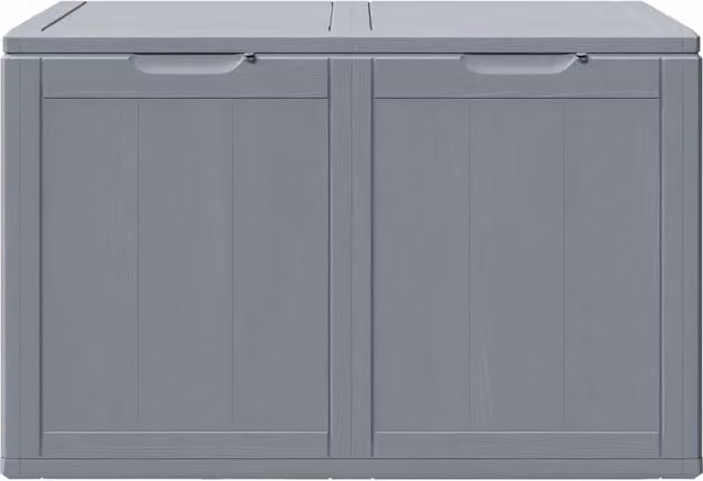 Berkfield Home Garden Storage Box 180L Grey Rattan Plastic W/D/H: 80.5 x 51.0 x 44.5 cm