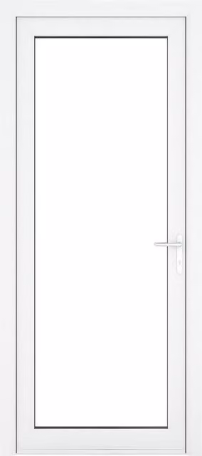 Crystal Direct White uPVC Single Full Glass Door, Left Hand, W: 84.0 cm, H: 209.0 cm
