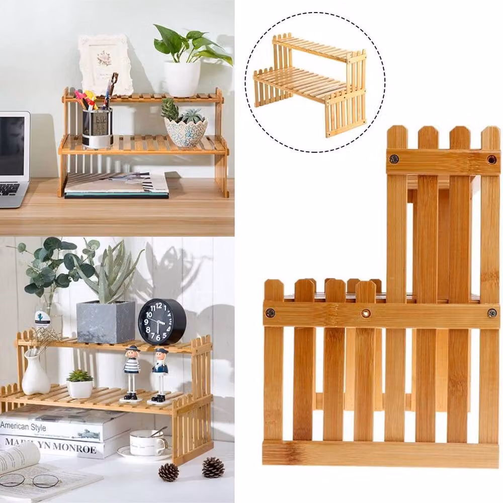 KORVIXA 2 Tier Wooden Plant Pot Stand Holder in Brown and Sand – 3