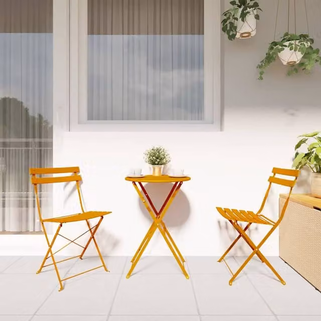 Berkfield Home Compact Foldable Metal Outdoor Chair in Yellow