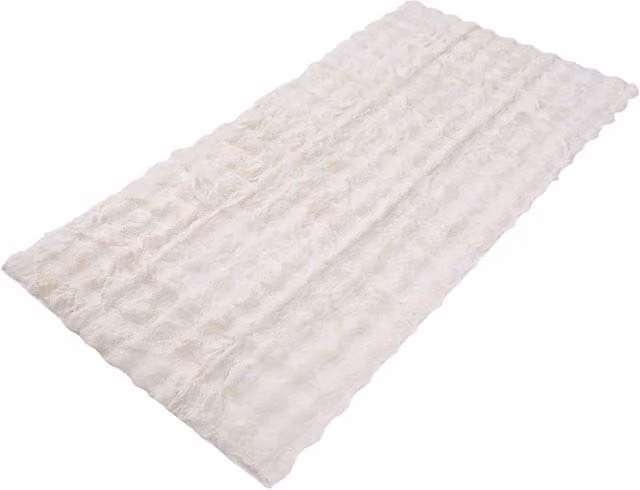 Garden Sanctuary Scandinavian Style Plush Knitted Throw in Beige and White, W/D/H: 150 x 90 x 1 cm