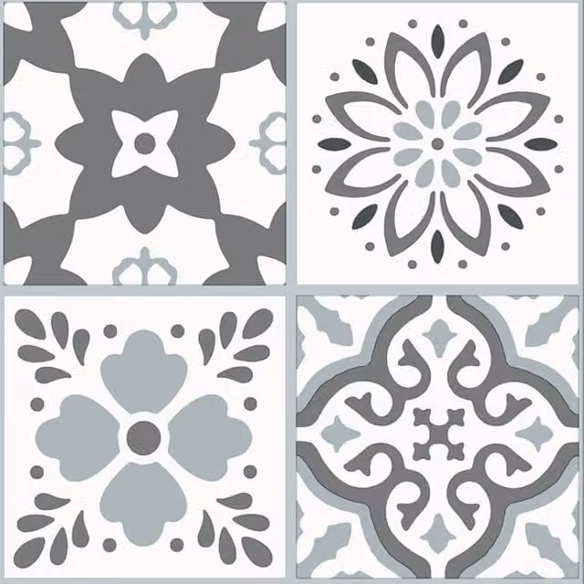 Guardian Click Vinyl Flooring Tiles Corfu Mosaic Grey Geometric Tile Look, Pack of 8, W: 30.5 cm, D: 61 cm