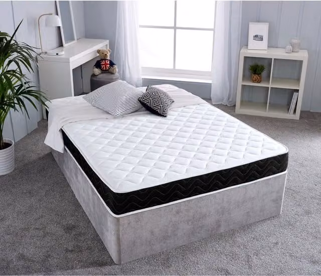 Starlight Beds Economy Quilted Memory Foam Hybrid Spring Mattress, Soft Feel, Black, Depth: 18 cm, W/D/H: 140 x 200 x 18 cm – 1