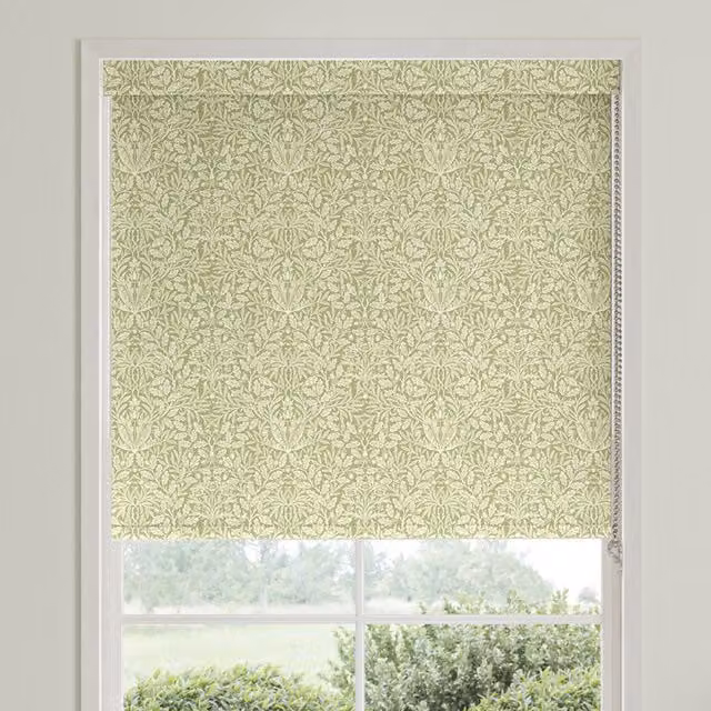 William Morris Acorn Translucent Made To Measure Roller Blind in Lichen Green