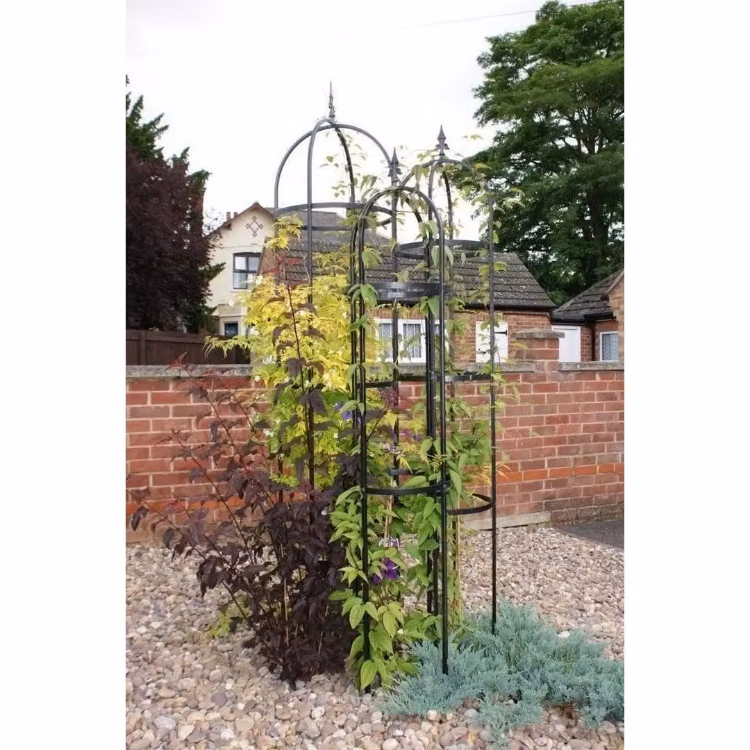 Poppyforge Traditional Steel Garden Obelisk Plant Support, Black, H: 243.8 cm, W: 45.7 cm, D: 45.7 cm – 3